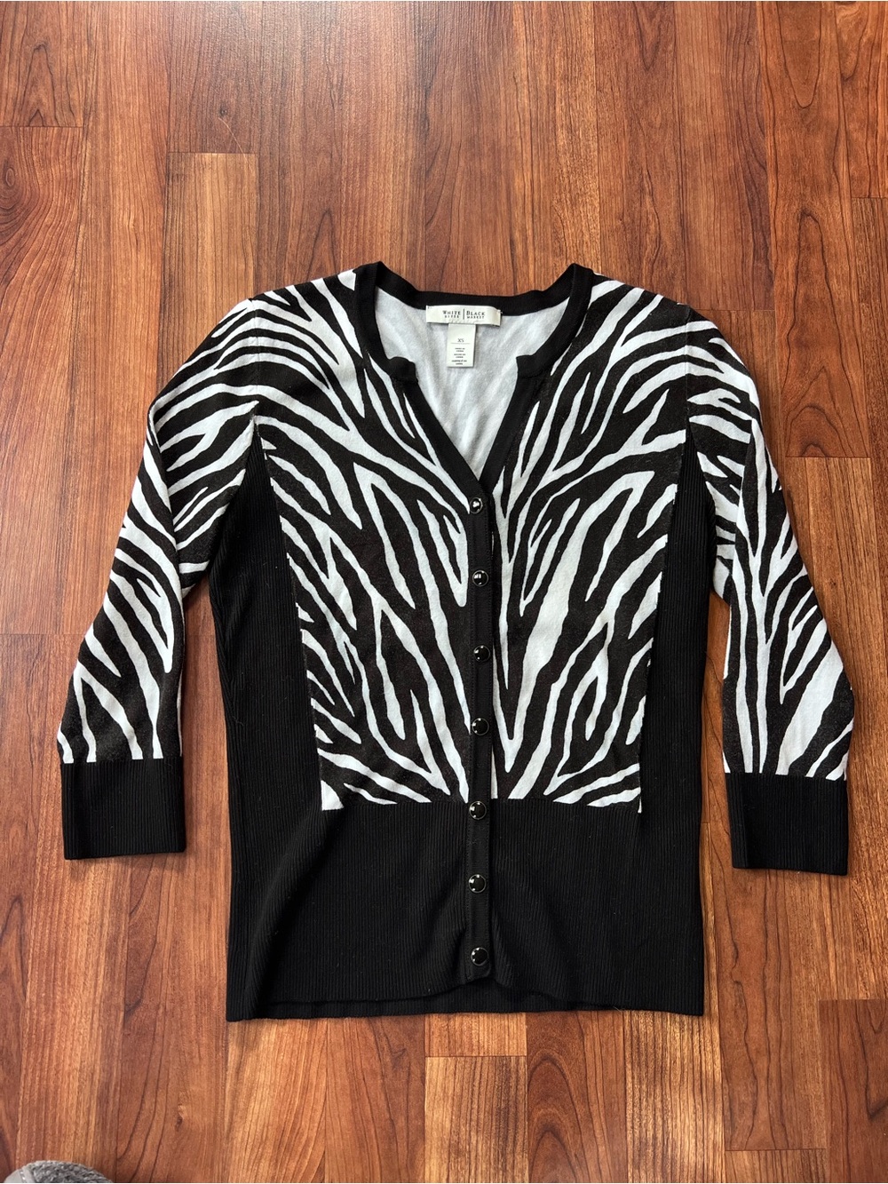 White House Black Market Zebra Print Cardigan Sweater